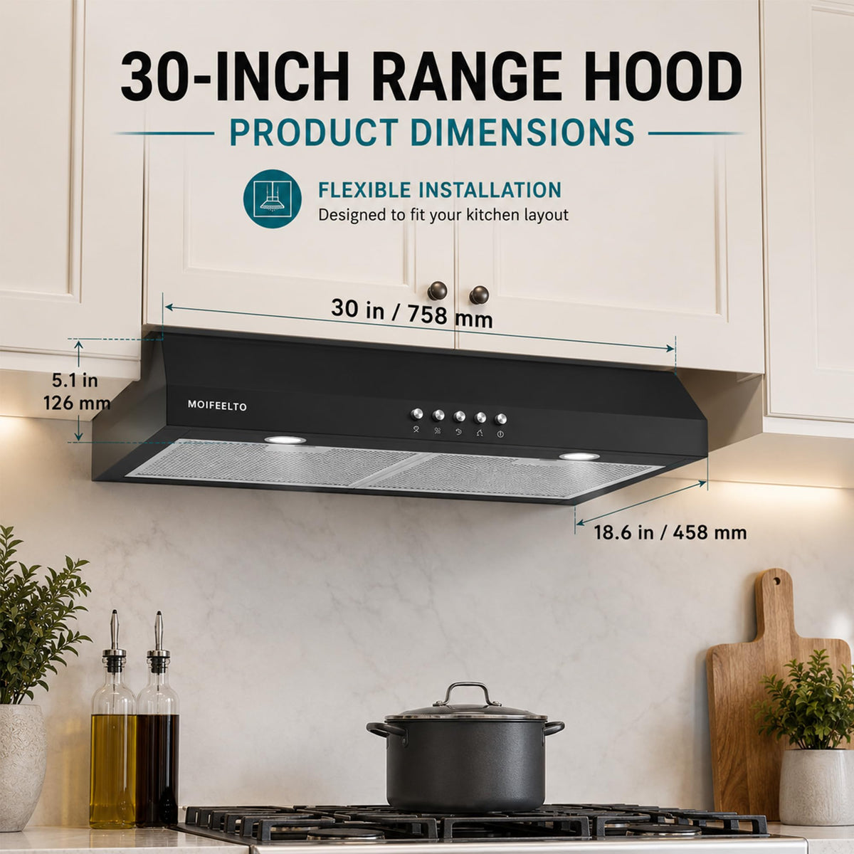 30" Black Under Cabinet Range Hood M200307