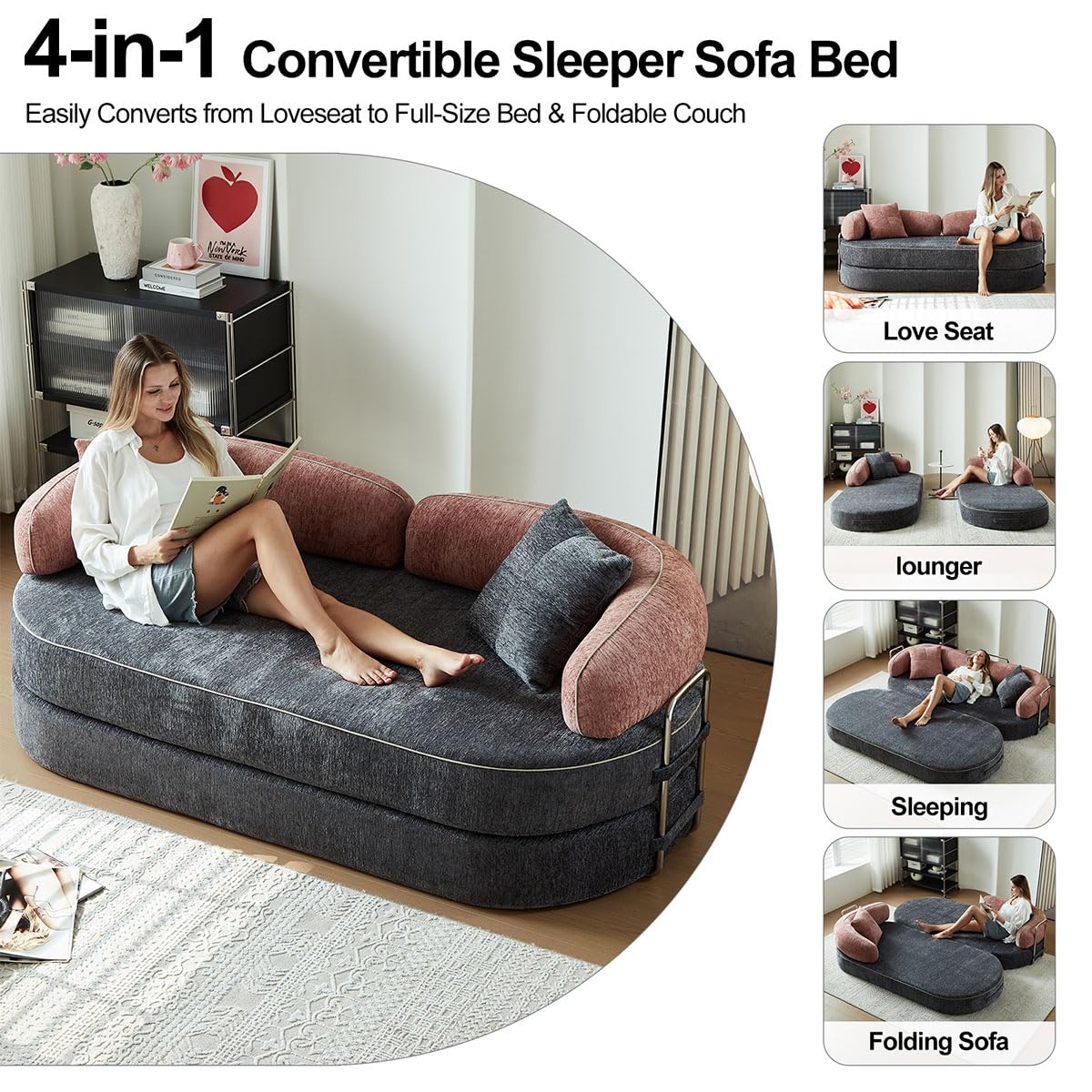 Queen Sleeper Sofa Bed Convertible Futon Couch T78761