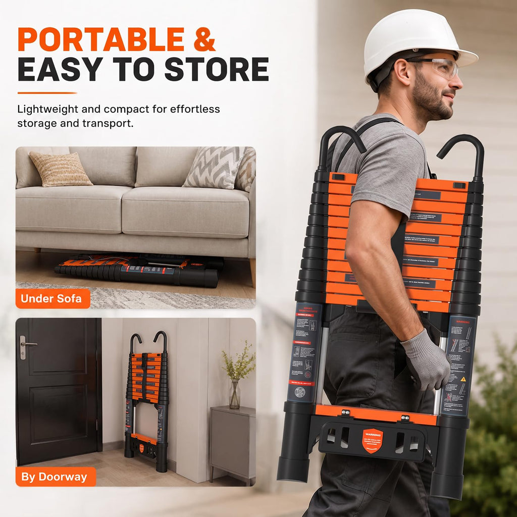 12.5 FT Aluminum Telescopic Ladder 330lbs S46137