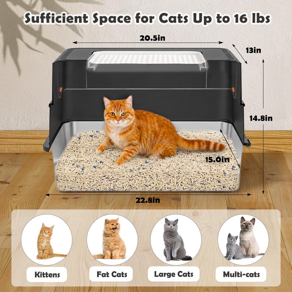 XL Stainless Steel Cat Litter Box with Lid P641737
