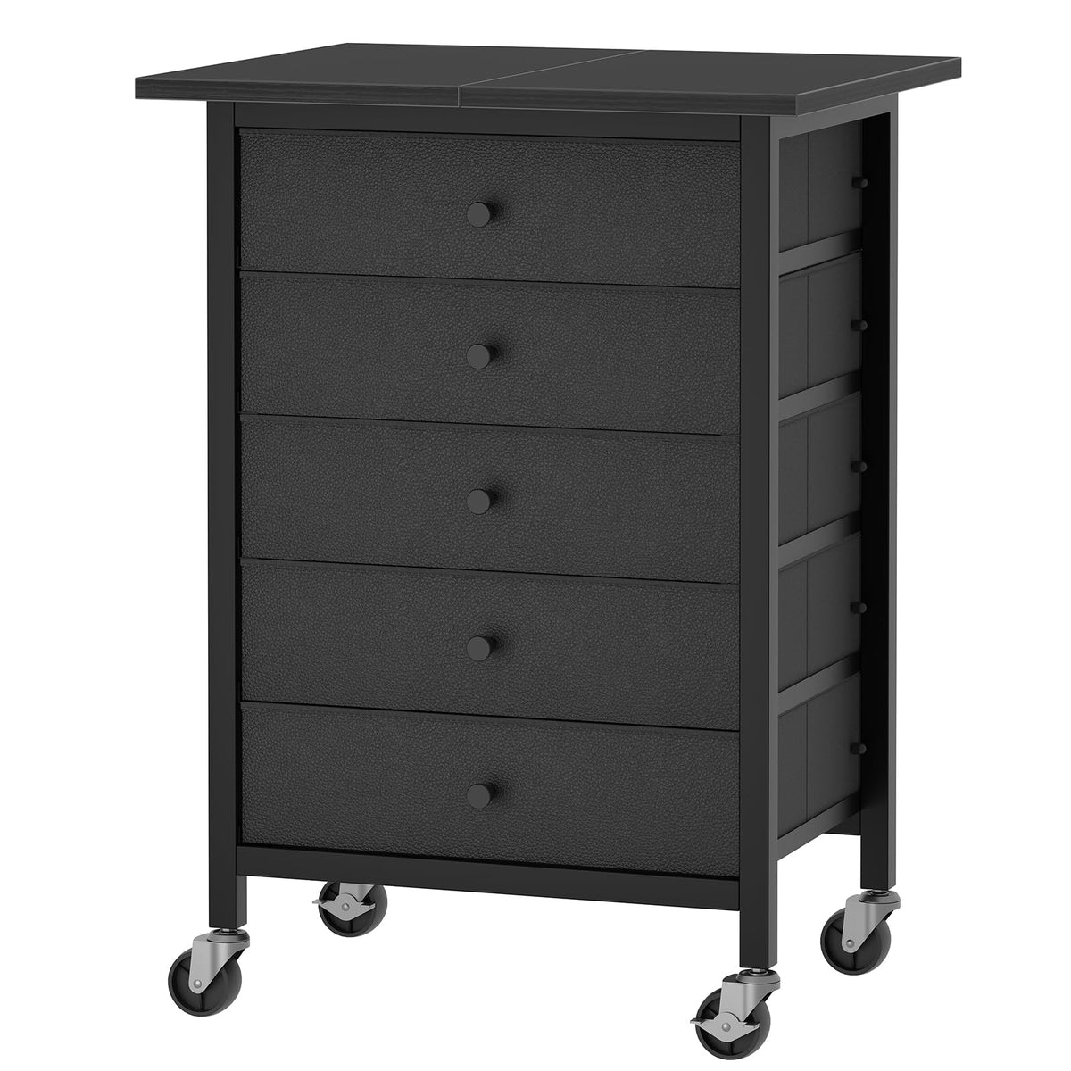 Black 5 Drawer Rolling File Cabinet with Wheels K41610