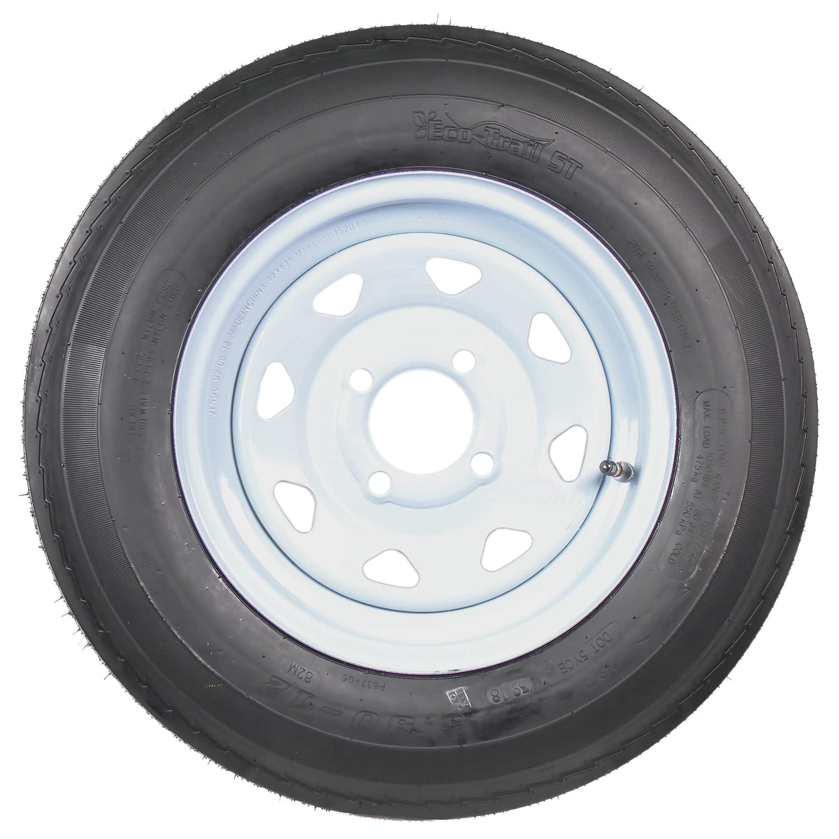 2-Pack Trailer Tire Rim Assembly 5.30-12 4 Lug White C919570
