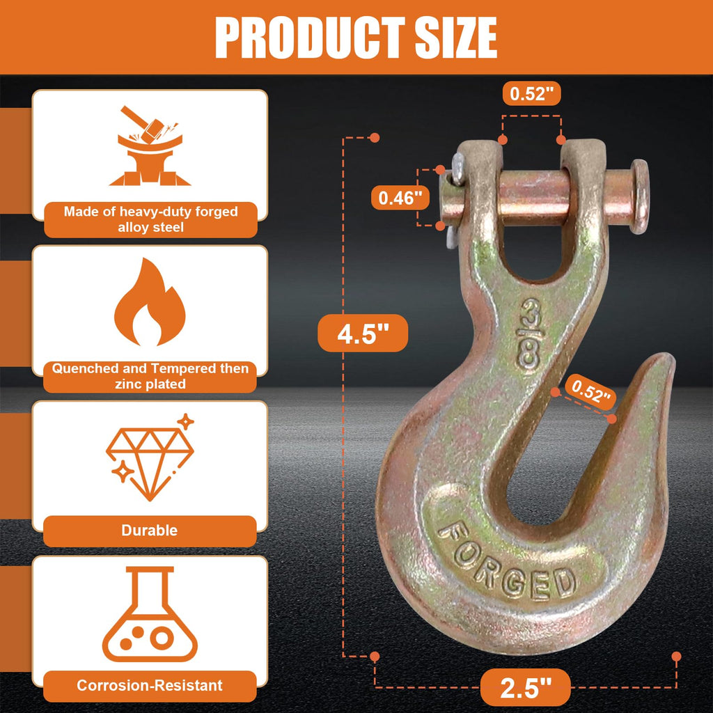 3/8" Grade 70 Clevis Grab Hooks, 10 Pack V789293