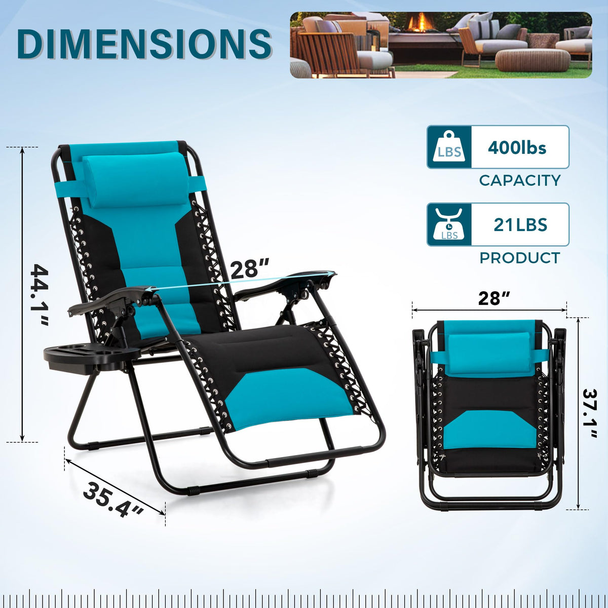 Zero Gravity Chair Set of 2 Folding Patio Lounge Recliner with Pillows Cup Holder P761