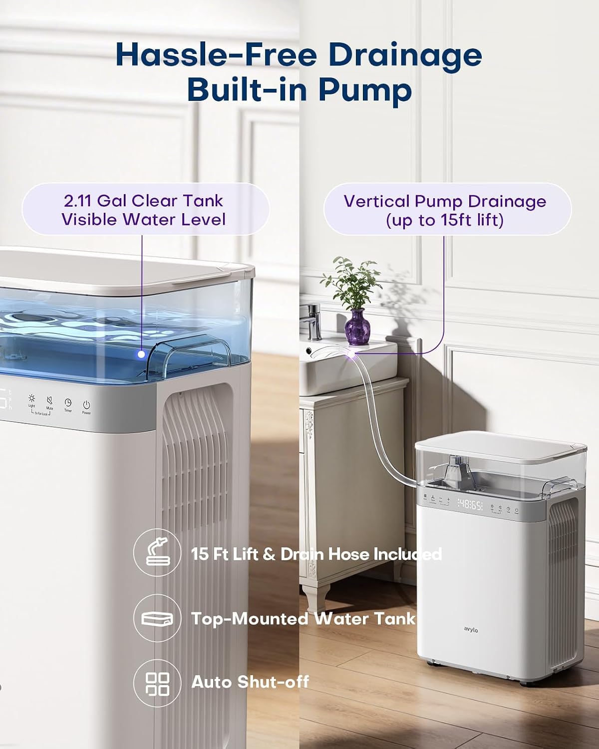 White Dehumidifier with Pump and Hose E73190