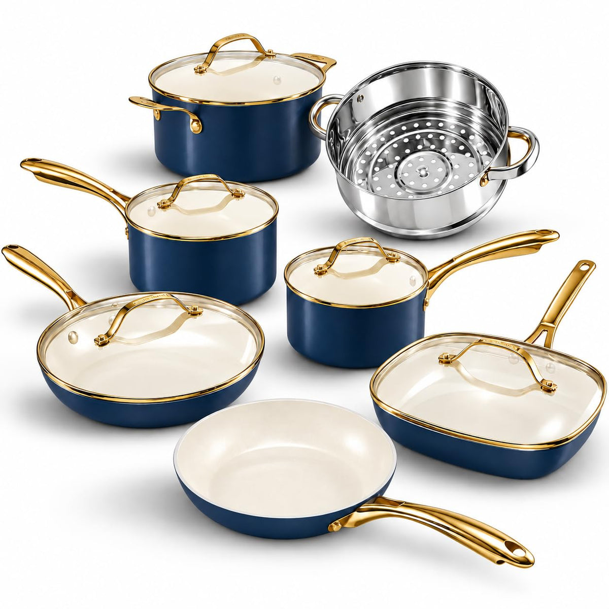 12 Pc Titanium Ceramic Nonstick Cookware Set N8454