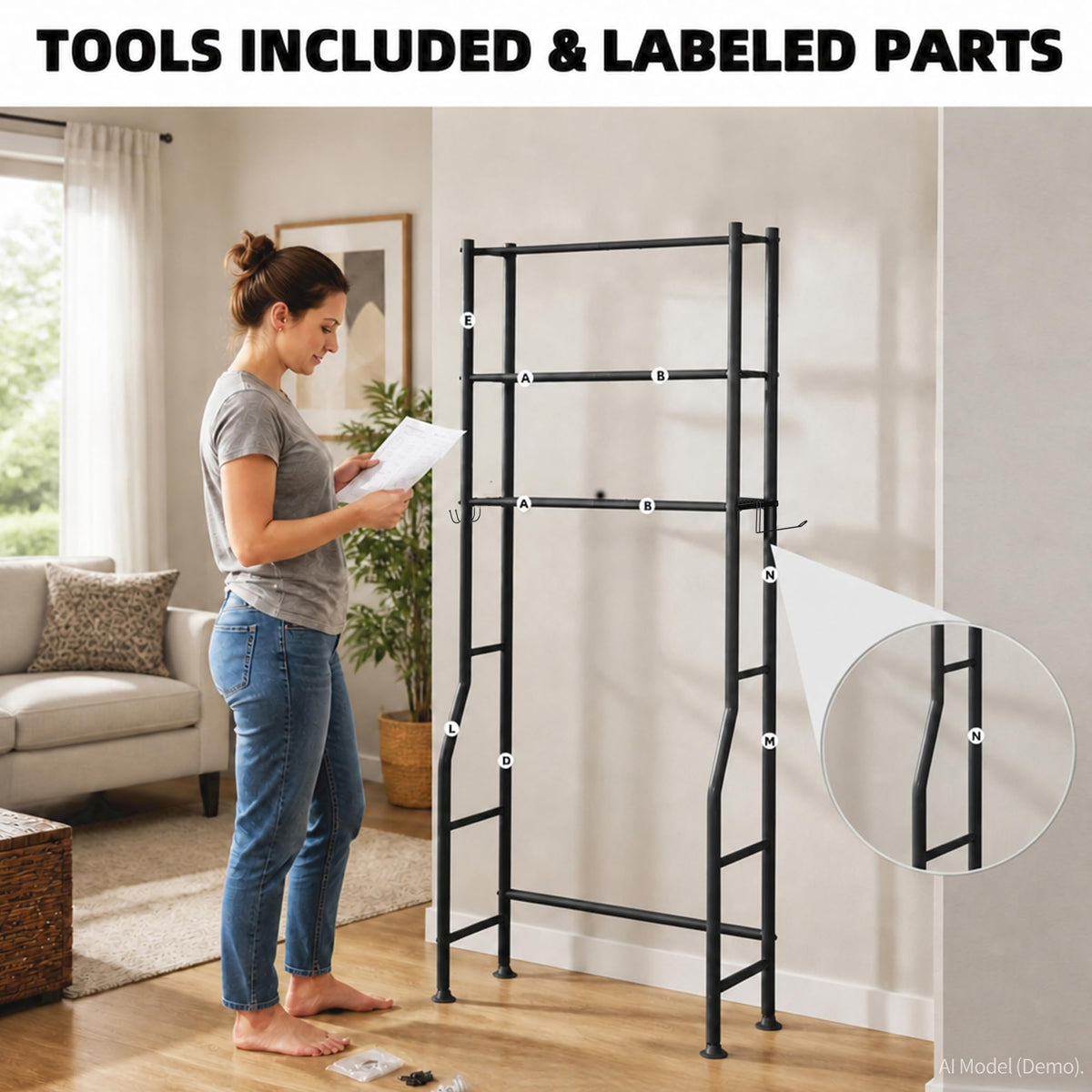 3-Tier Over Toilet Storage, Black P707