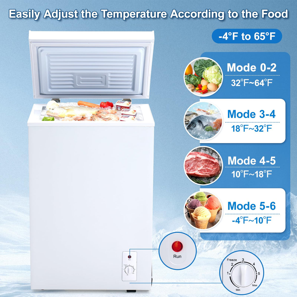 3.5 Cu.Ft White Chest Freezer with Removable Basket X186411