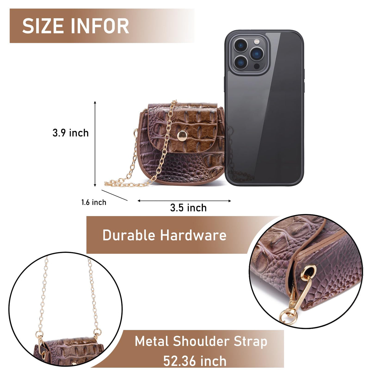 Mini Crocodile Embossed Leather Clutch L43984