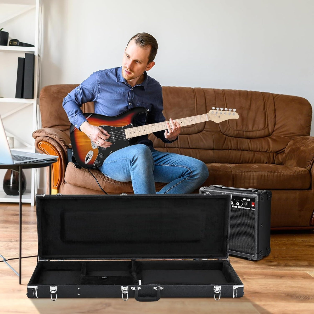39-Inch Electric Guitar Hard Case with Thickened Padding, Black H5685