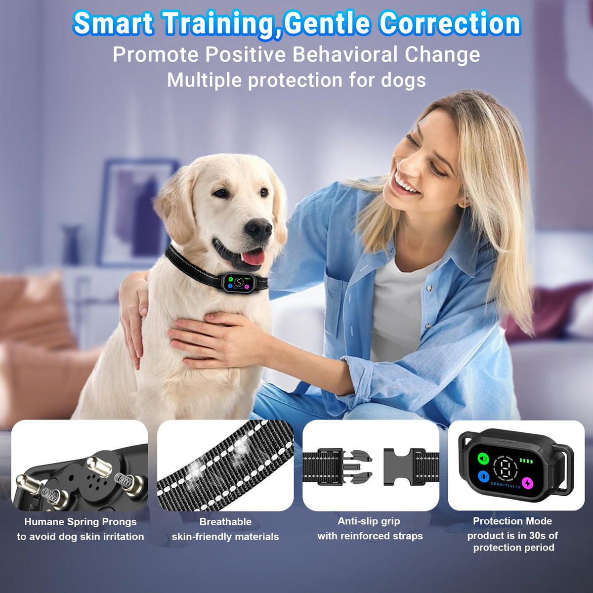 Dog Bark Collar with Remote Control, 2-in-1 Automatic & Manual Training Collar G264495