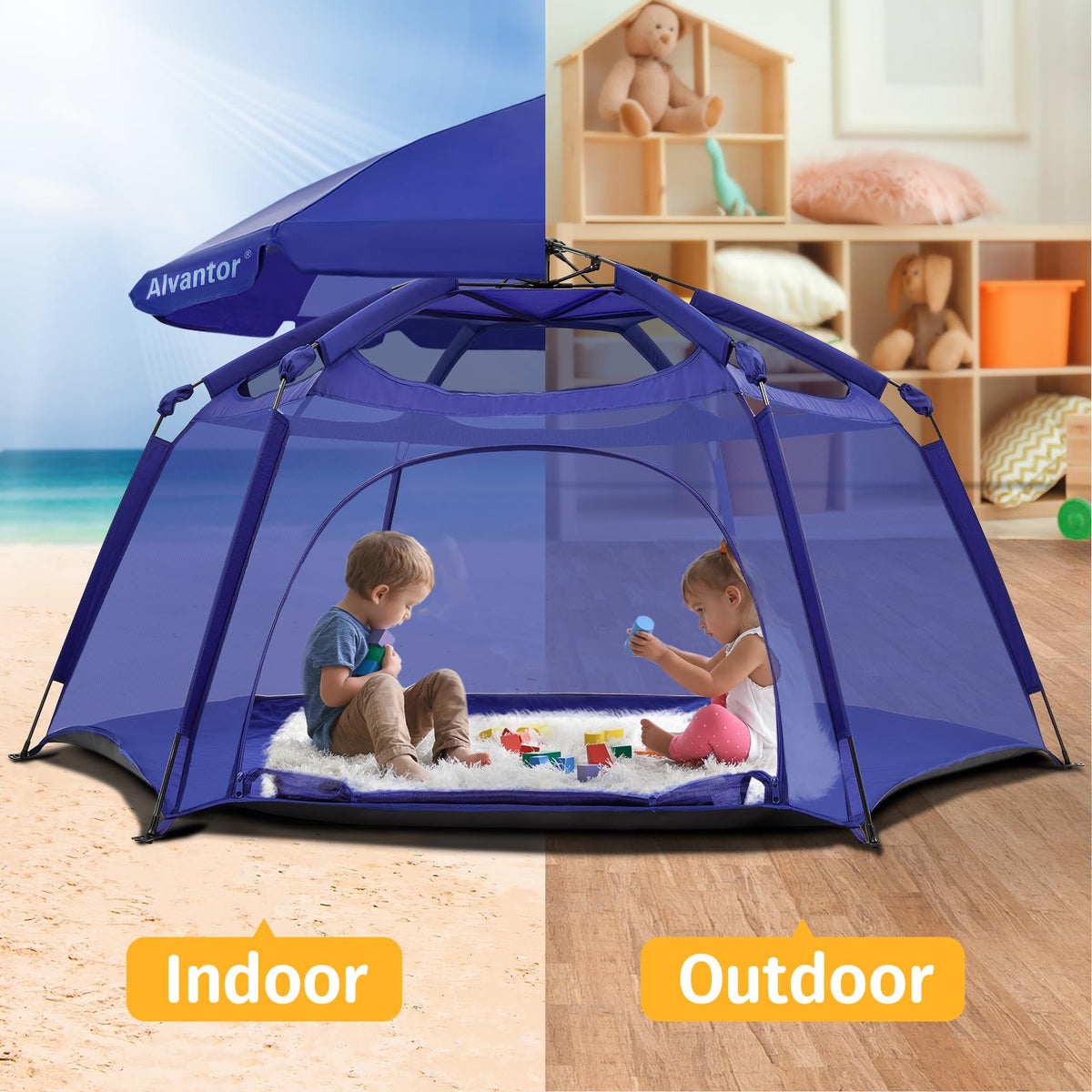 Portable Baby Playpen with Mesh D533911