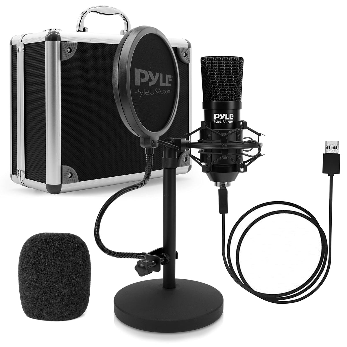 USB Cardioid Condenser Microphone with Desktop Stand and Pop Filter M5033