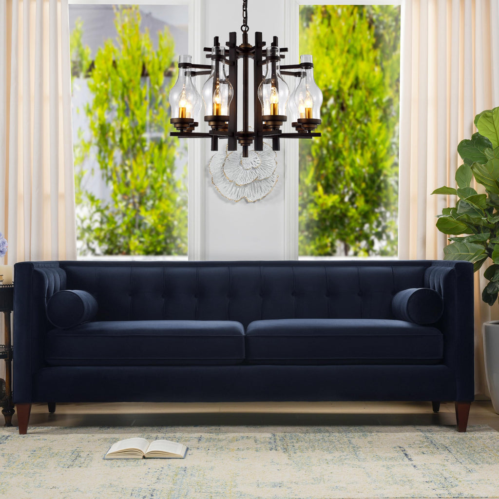 Dark Navy Blue Performance Velvet Tufted Sofa S799368