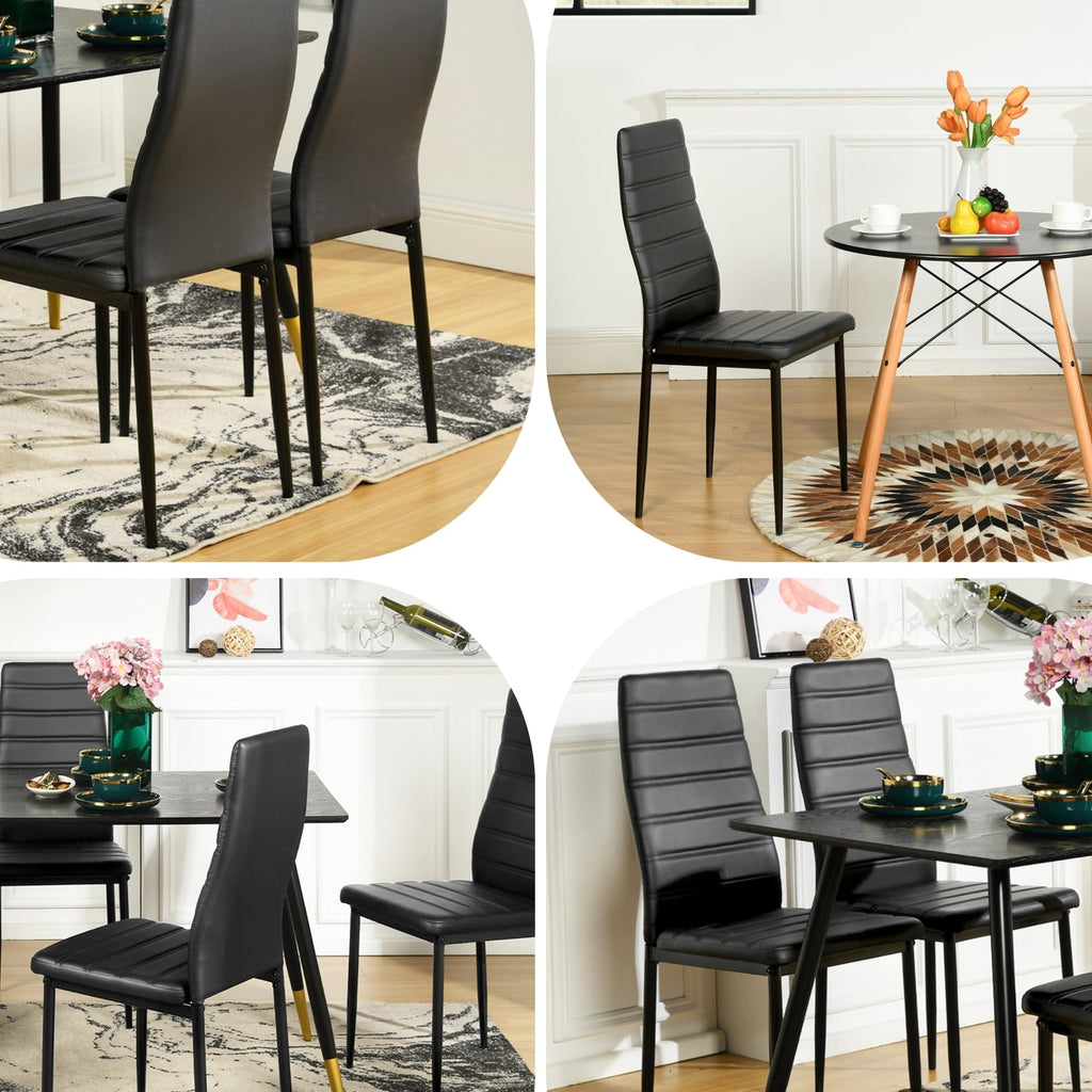 Black PU Dining Chairs Set of 4 Metal Legs L787737