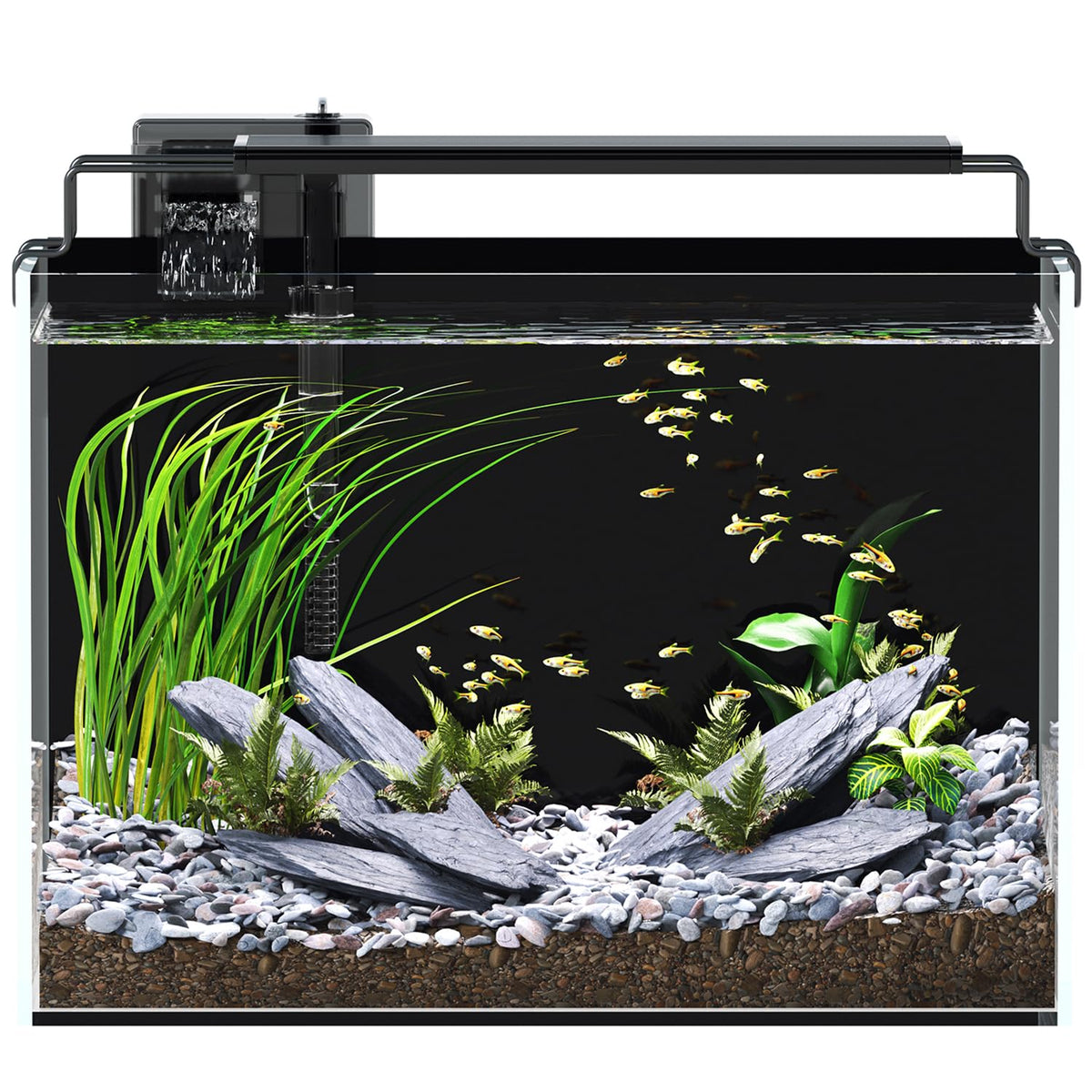 5 Gallon Rimless Glass Aquarium Starter Kit with Filter Light Lid R479