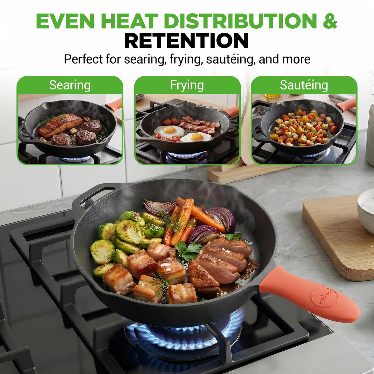 10" Pre-Seasoned Cast Iron Skillet with Glass Lid Y33968