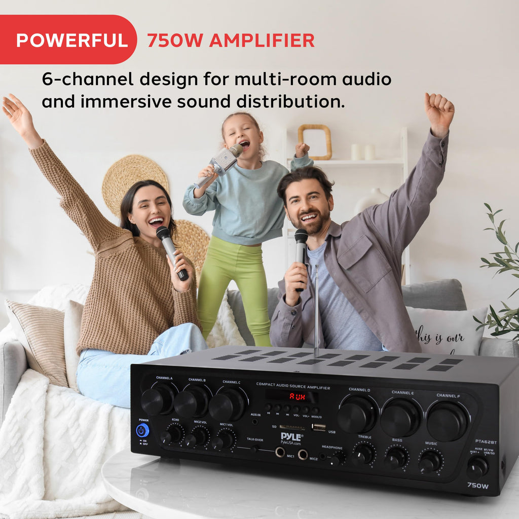 6 Channel 750 Watt Bluetooth Wireless Home Amplifier Y691062