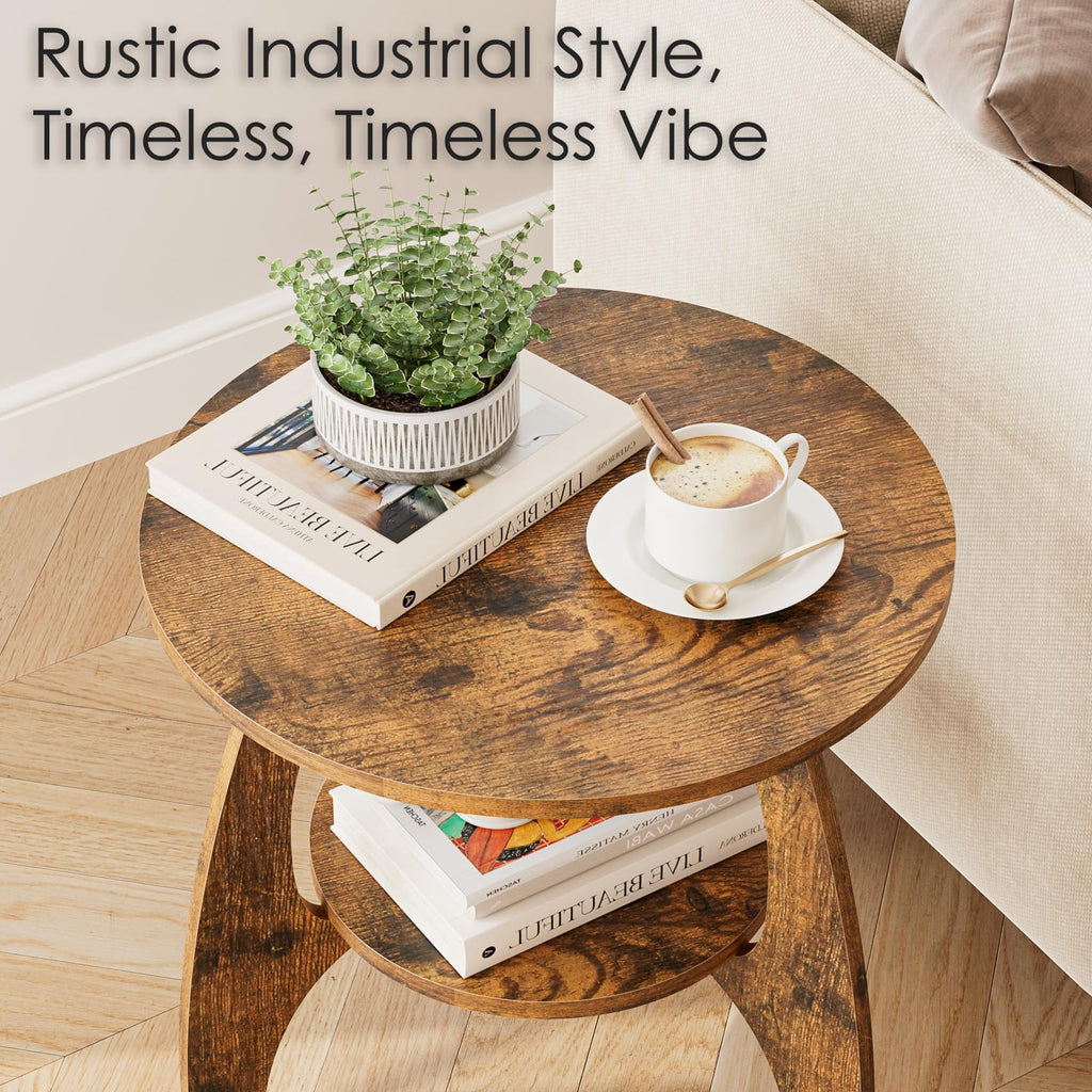 2-Tier Round Wood Side Table B4468