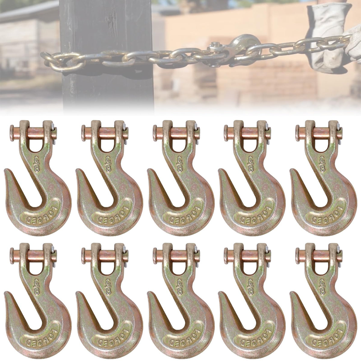 3/8" Grade 70 Clevis Grab Hooks, 10 Pack V789293