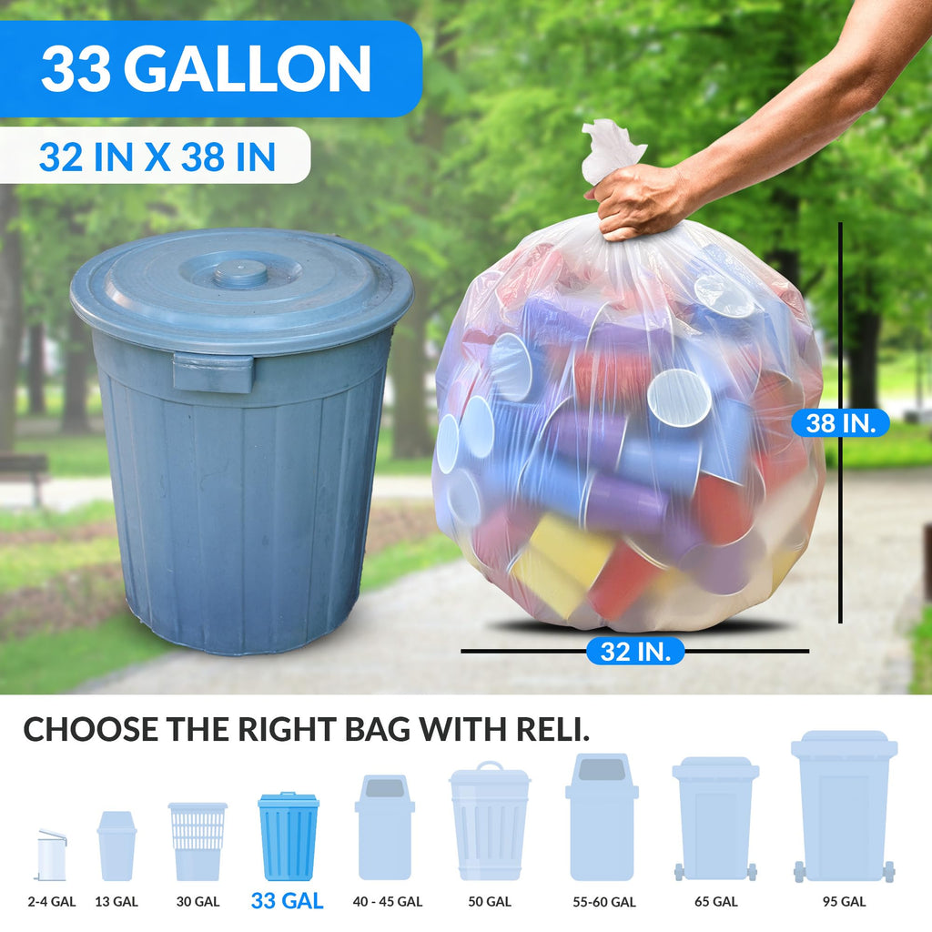 Clear Trash Bags with Twist Ties 50 Count Heavy Duty T813530
