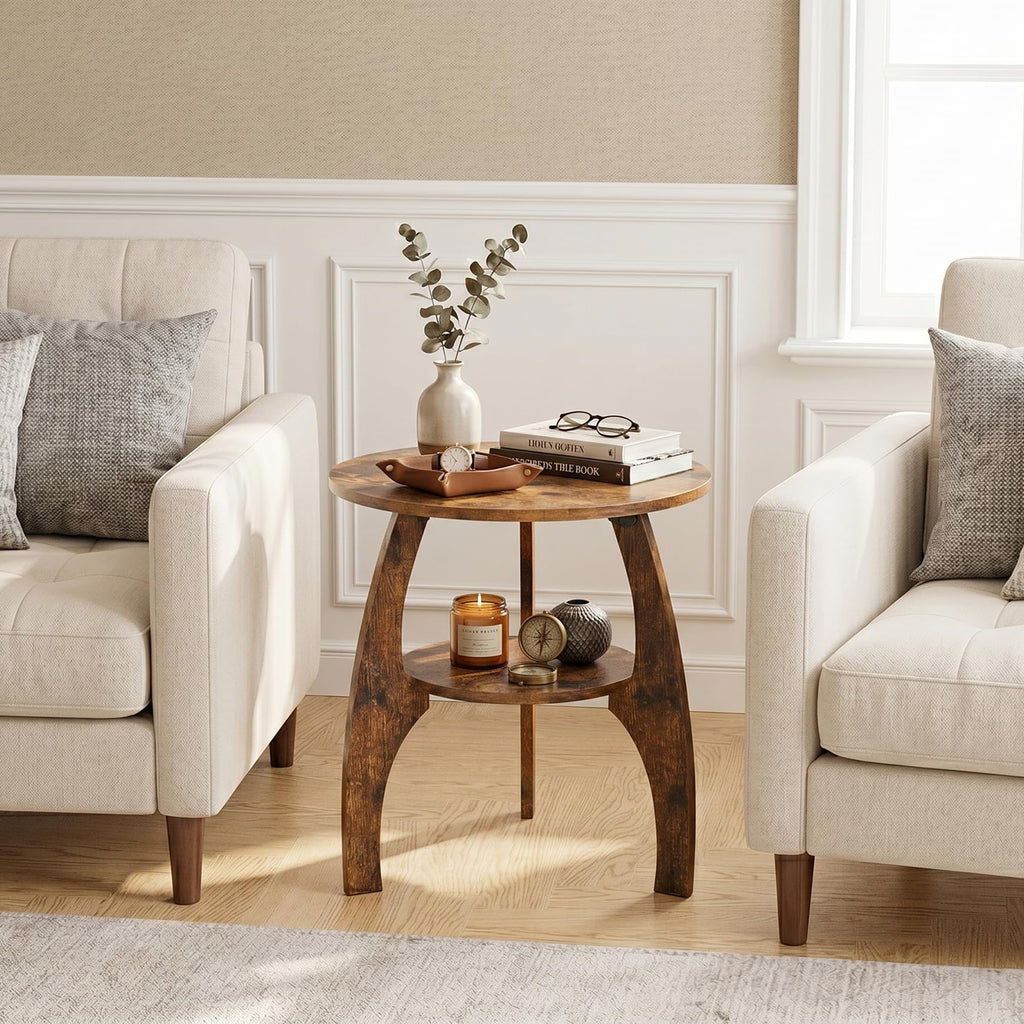 2-Tier Round Wood Side Table B4468