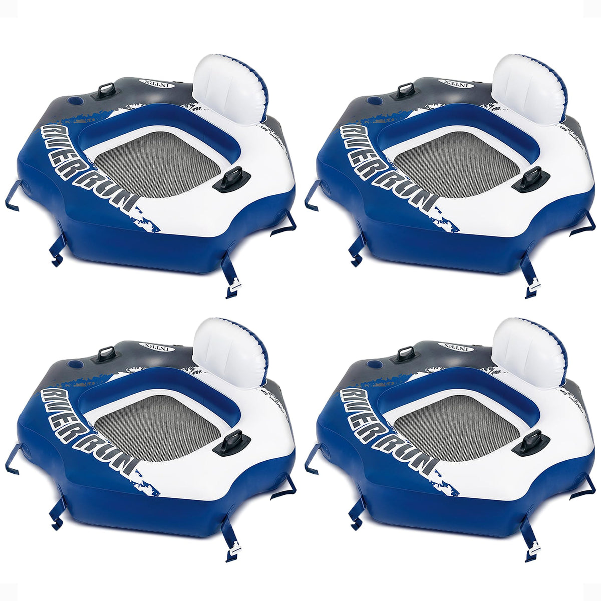Single Person Inflatable Lounge Tube Chair with Mesh Bottom, Backrest, and Built in Cupholders R222