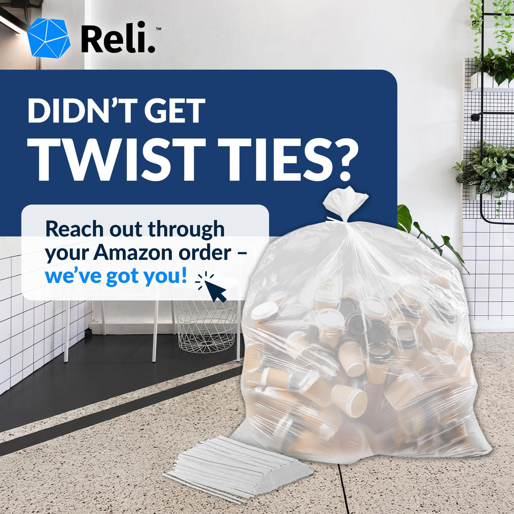 Clear Trash Bags with Twist Ties 50 Count Heavy Duty T813530