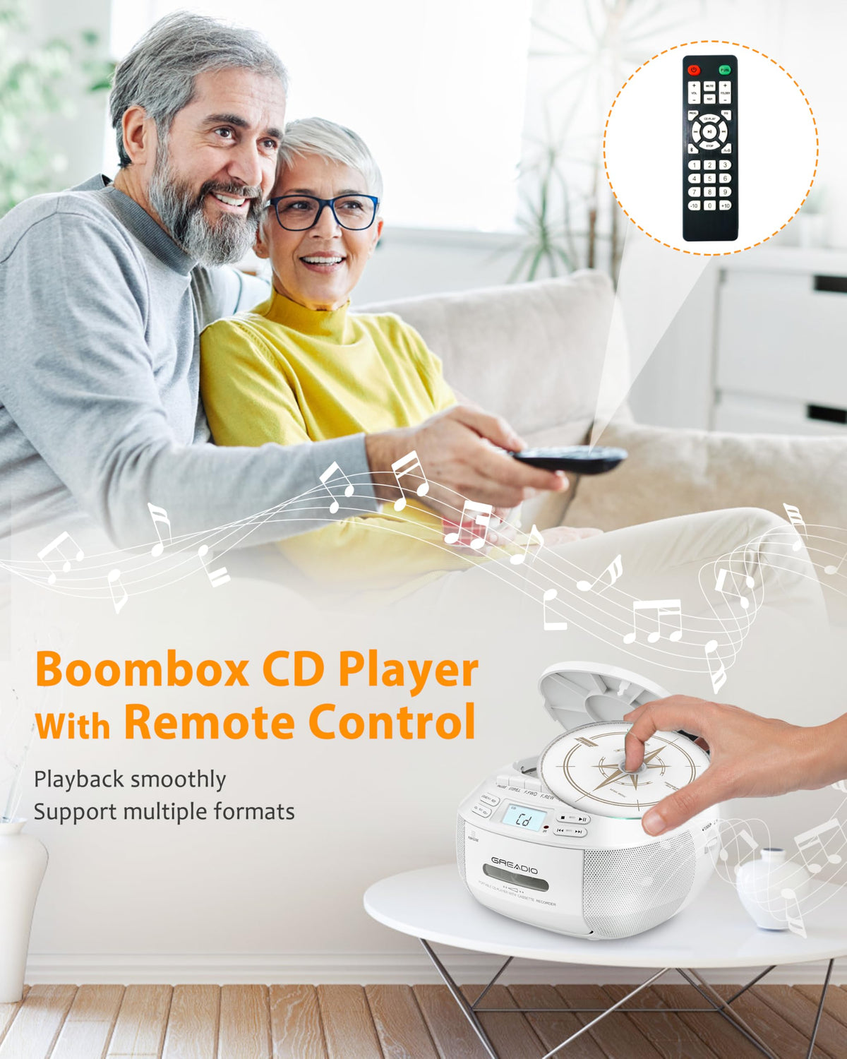 CD Player Boombox Cassette Player Combo with Bluetooth, AM/FM Radio Y787
