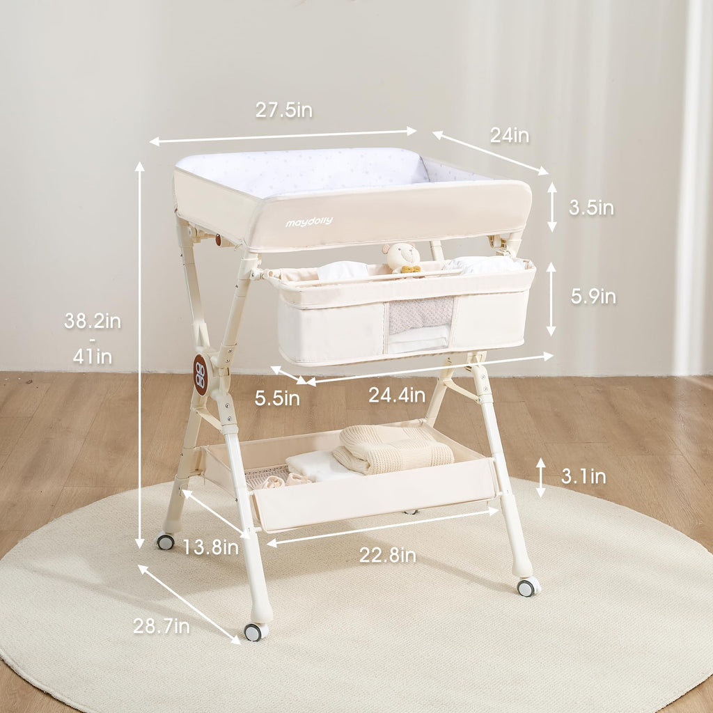 Portable Foldable Baby Changing Table on Wheels I31904