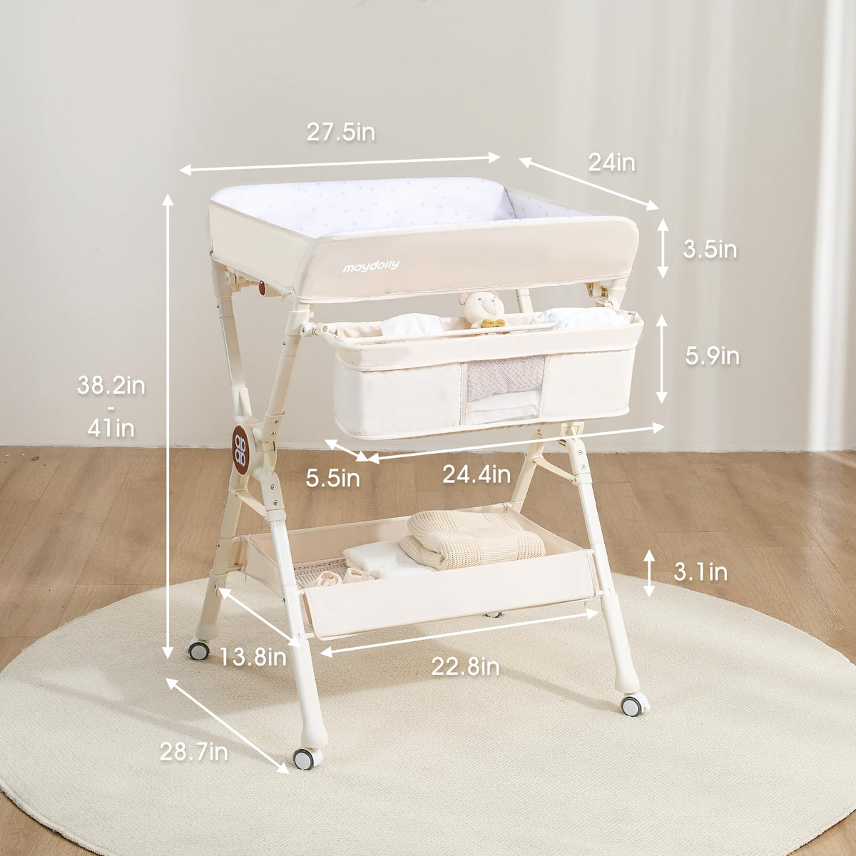 Portable Foldable Baby Changing Table on Wheels I31904