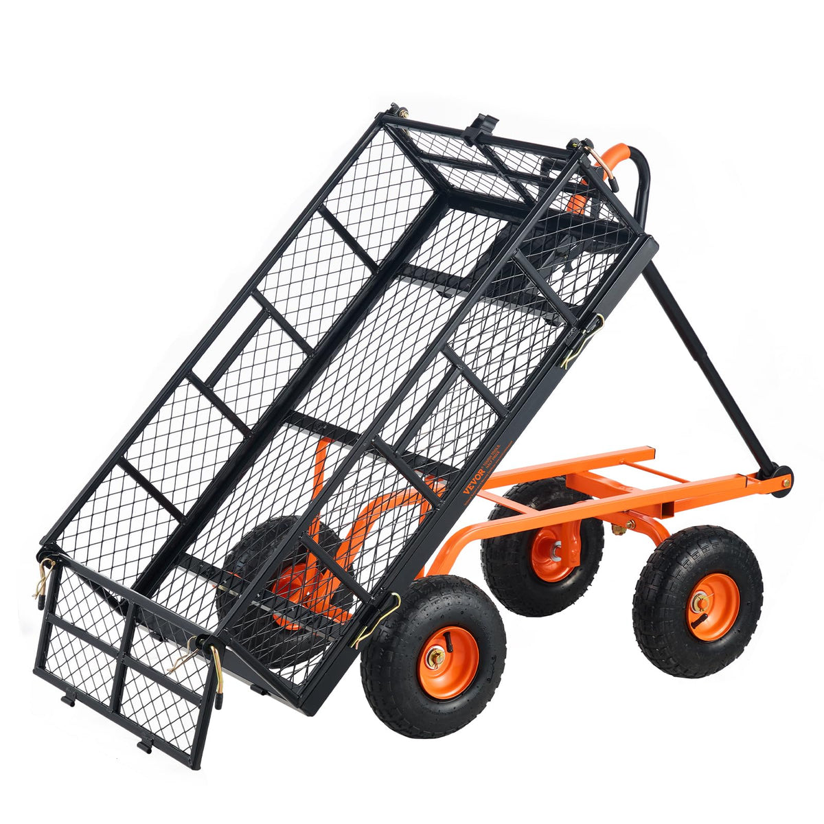 880lbs Steel Garden Dump Cart Utility Wagon with Removable Sides Q2614