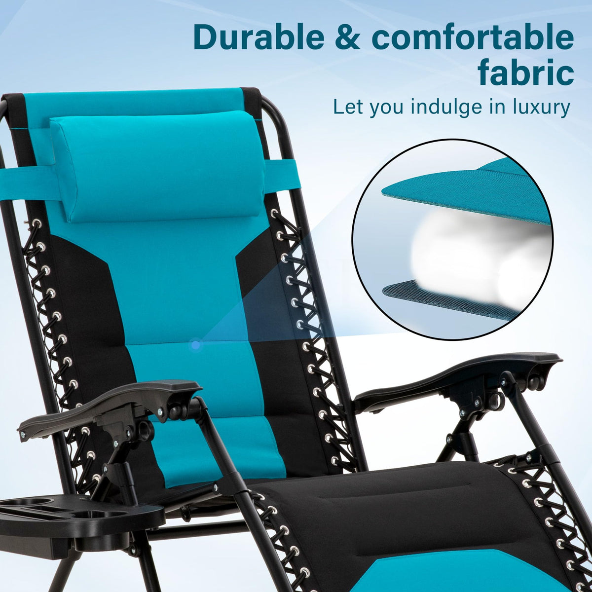 Zero Gravity Chair Set of 2 Folding Patio Lounge Recliner with Pillows Cup Holder P761