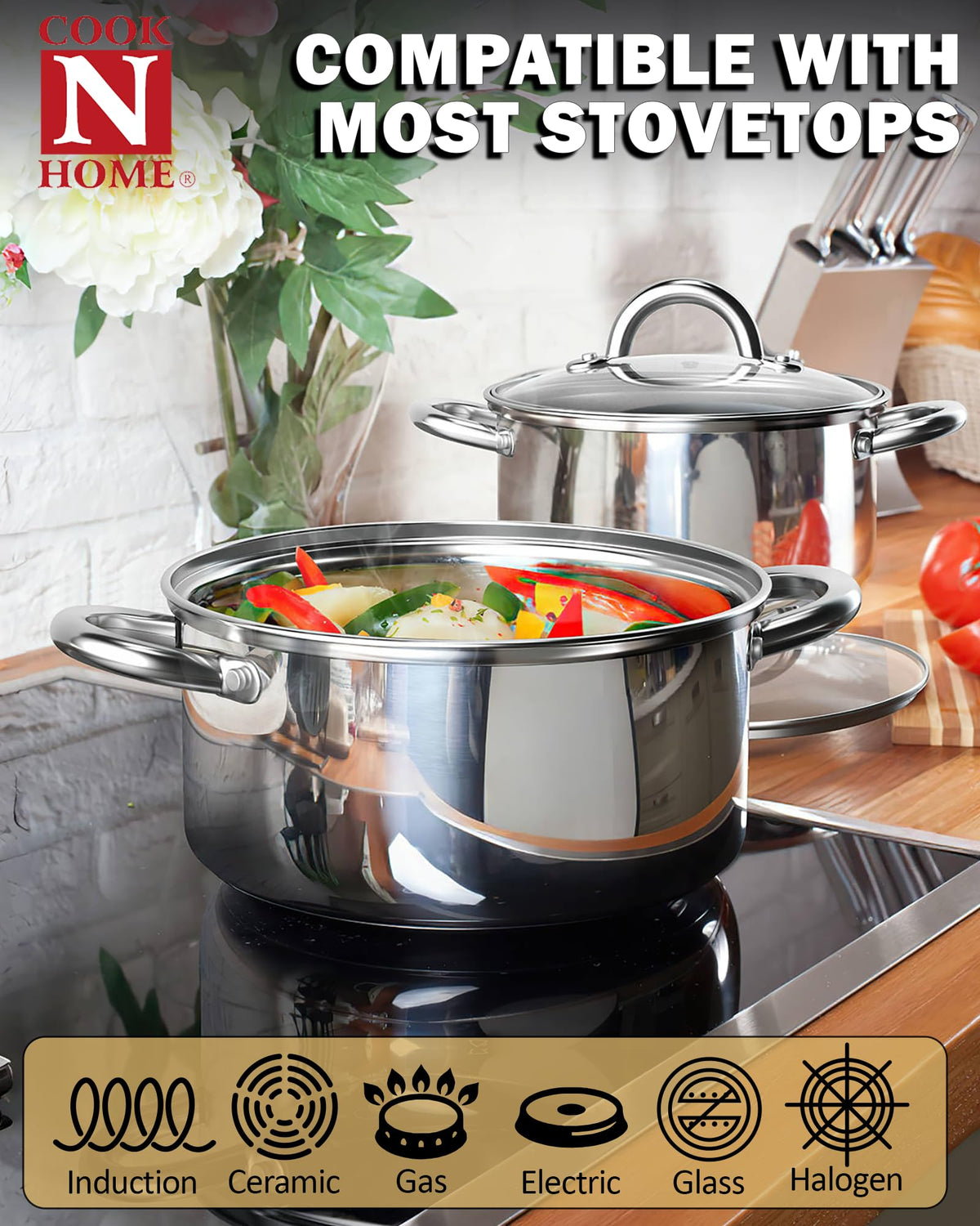 8 Quart Stainless Steel Stock Pot with Lid C919357