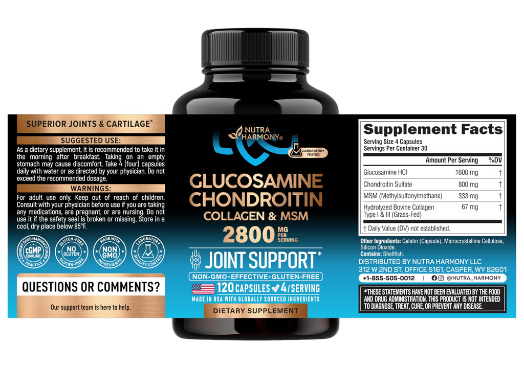 Glucosamine Chondroitin MSM Collagen 2800 mg 120 Caps L839