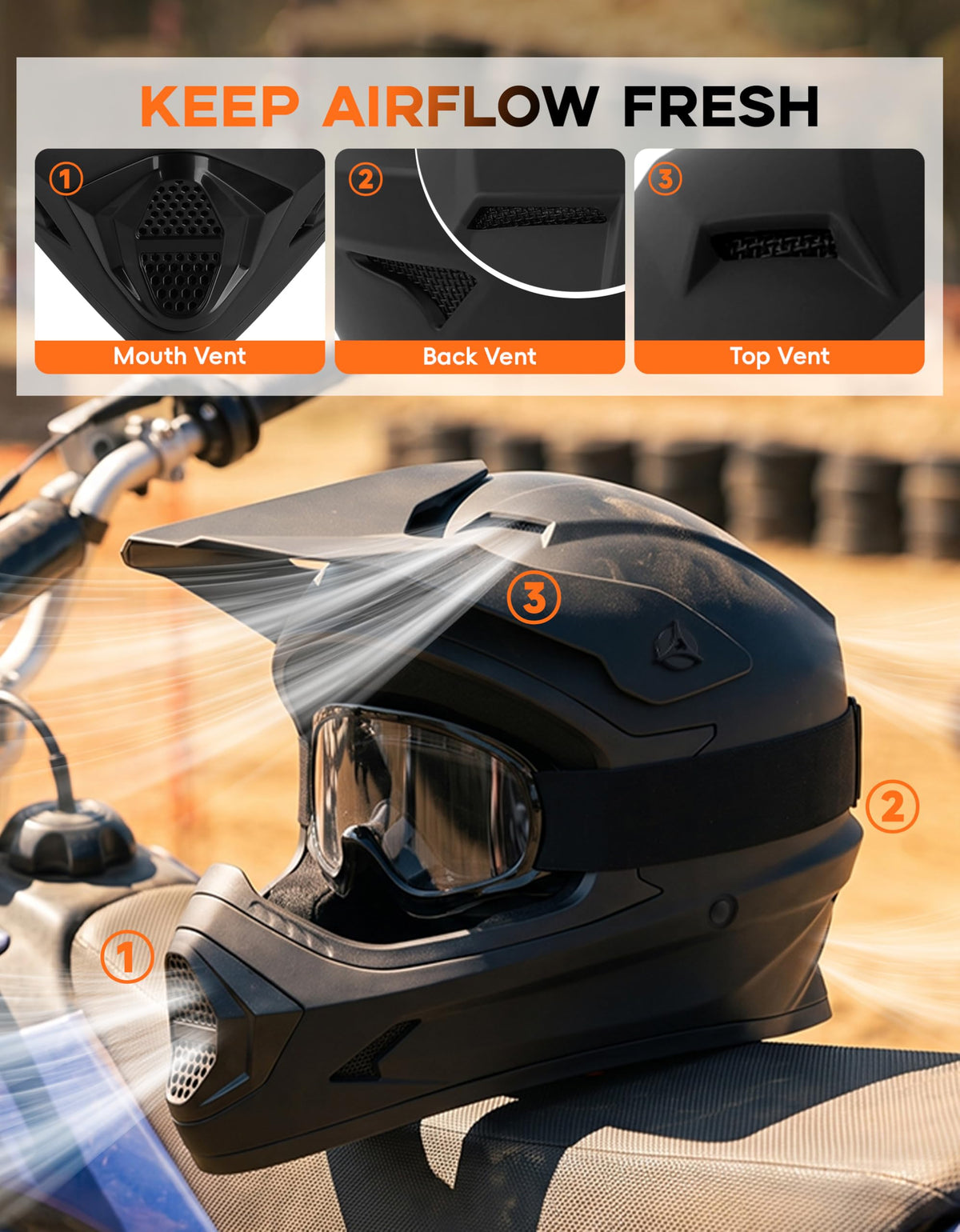 Black Youth Kids Full Face Motocross Helmet J875022