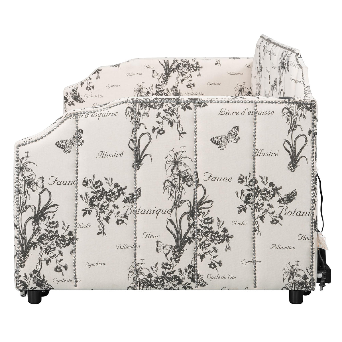 White Linen Upholstered Twin Size Daybed with Pop-Up Trundle R220672
