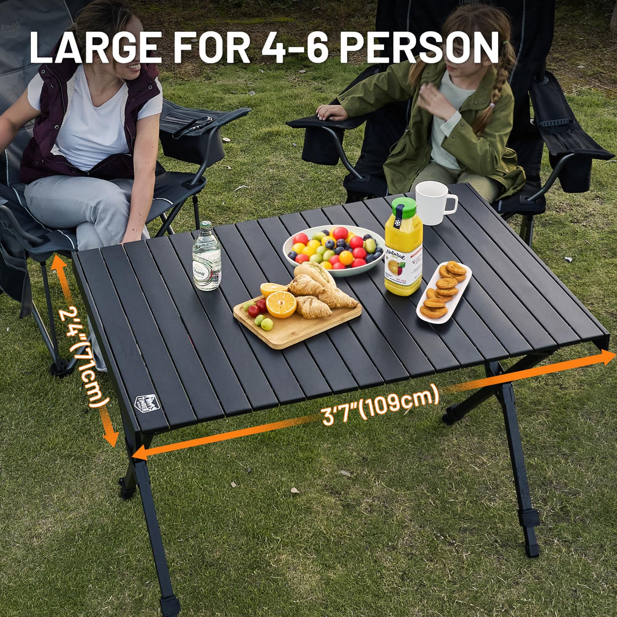 Folding Camping Table Adjustable Height Lightweight Aluminum Black C599051