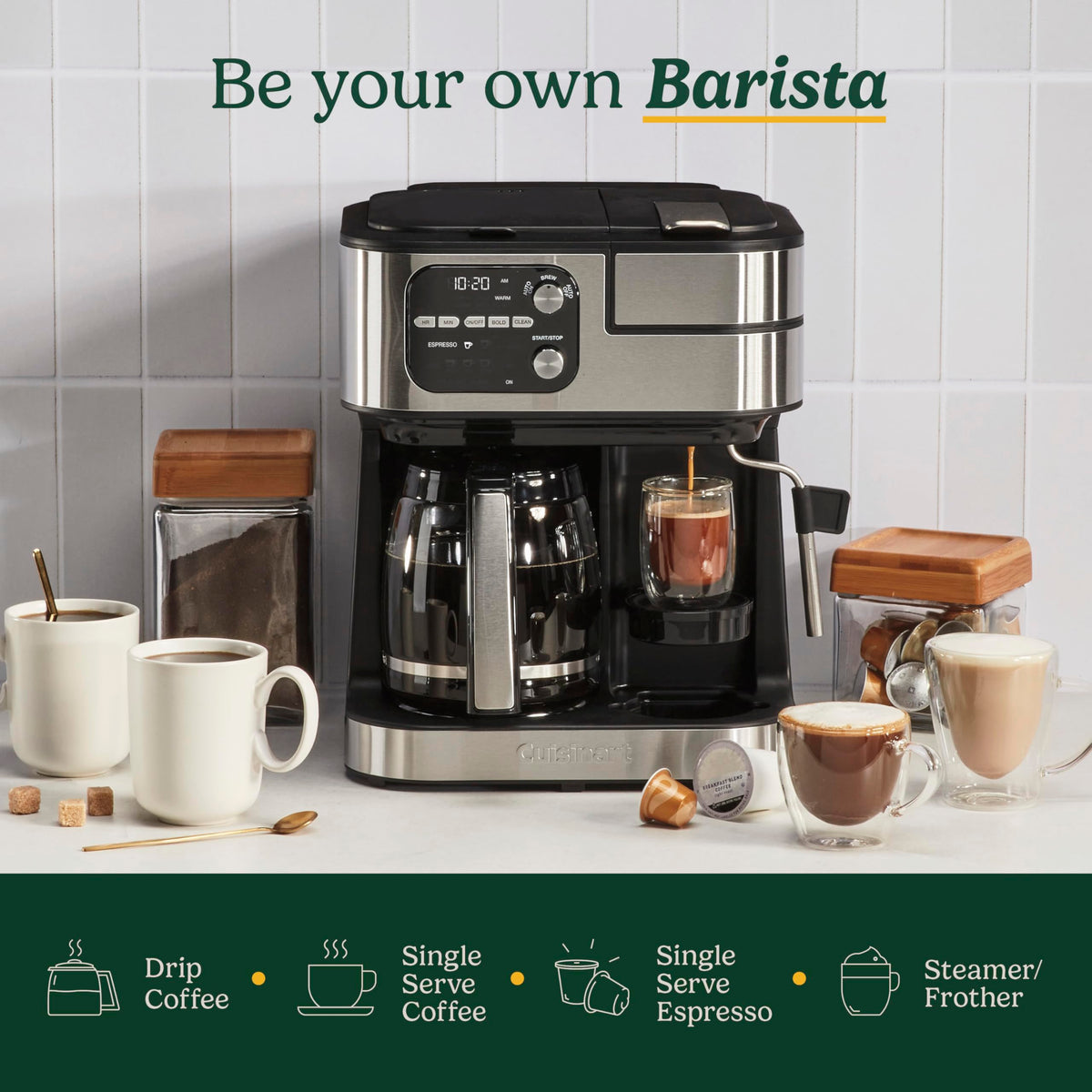 4-in-1 Coffee Maker with Three Brewing Sizes, Black F12091