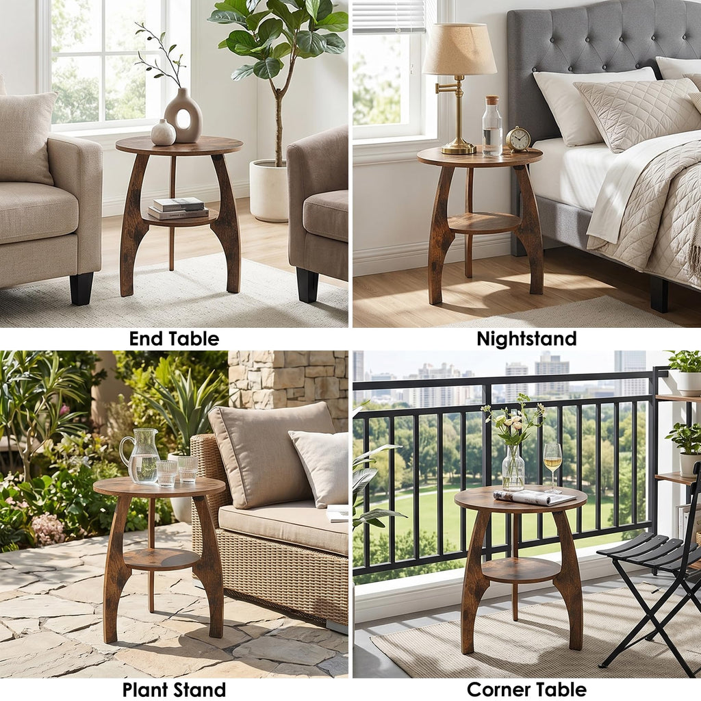 2-Tier Round Wood Side Table B4468