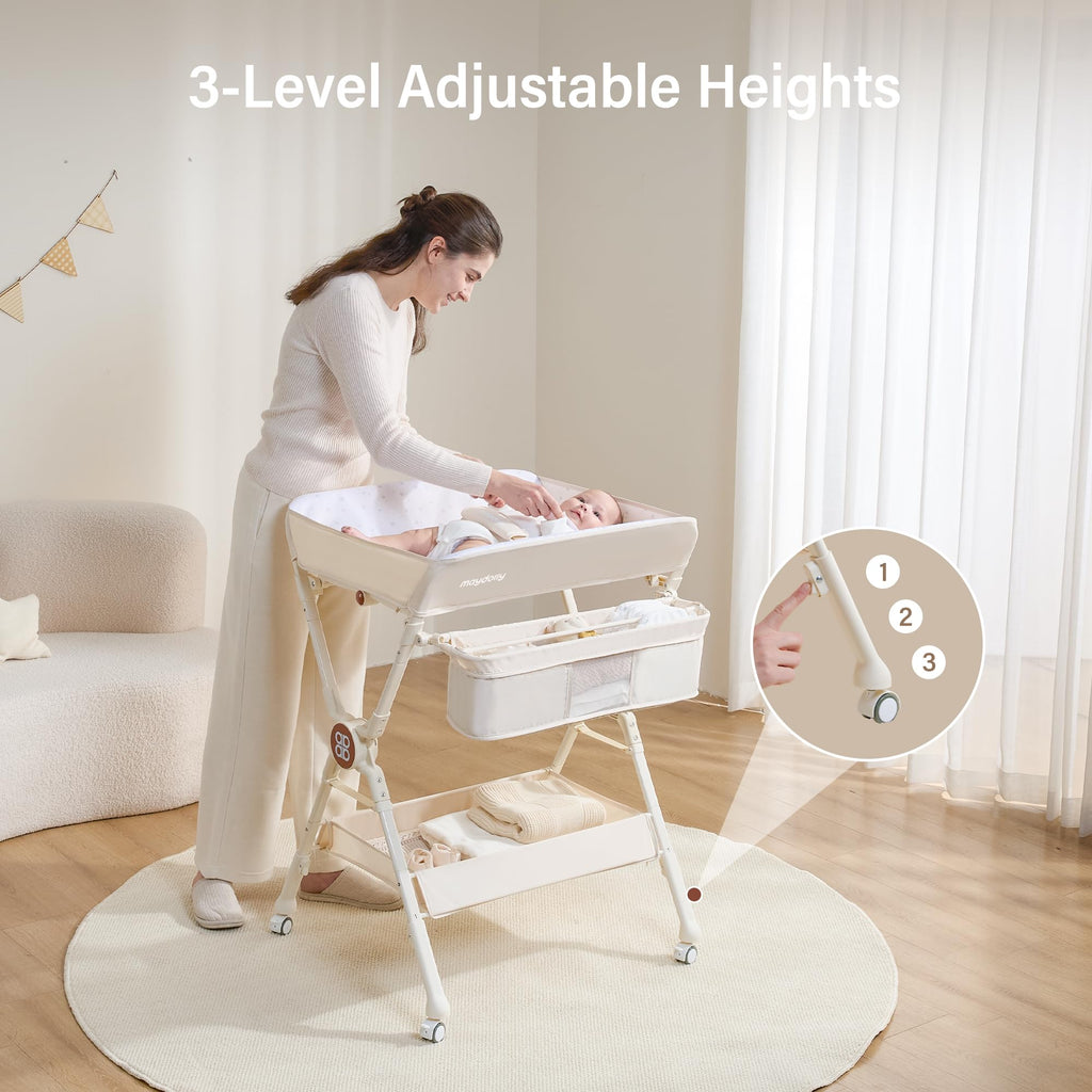 Portable Foldable Baby Changing Table on Wheels I31904