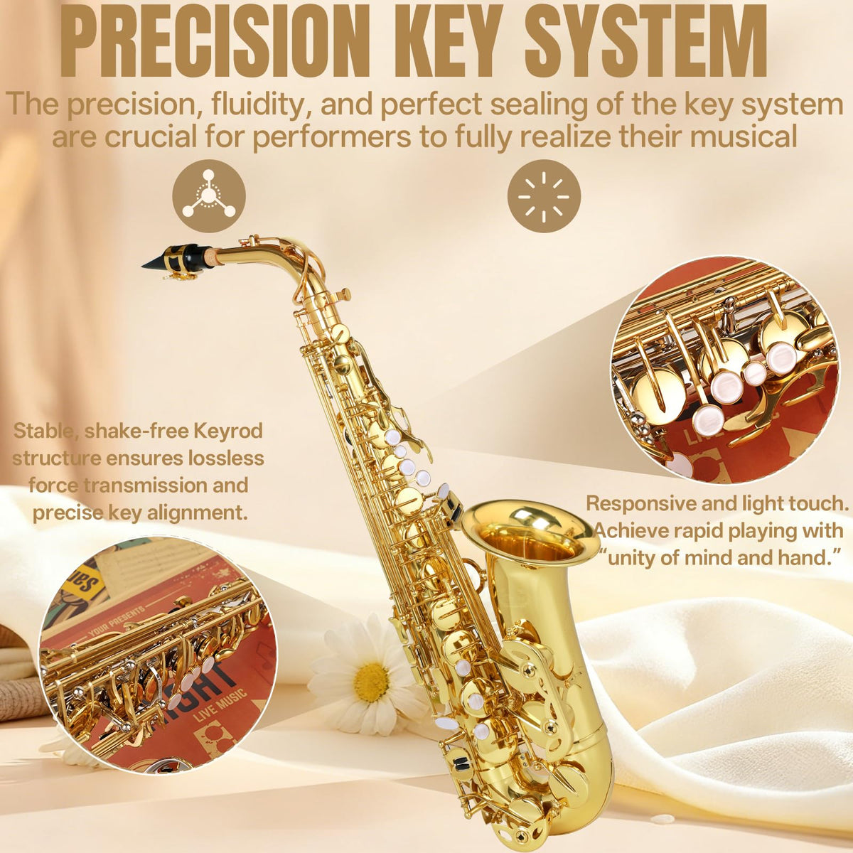 E Flat Alto Saxophone Full Kit with Portable Case (Gold) S37169