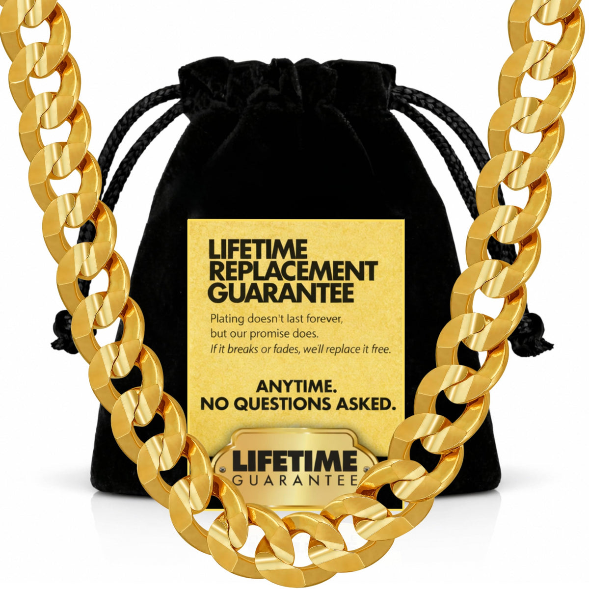 Gold Cuban Link Chain Necklace W711