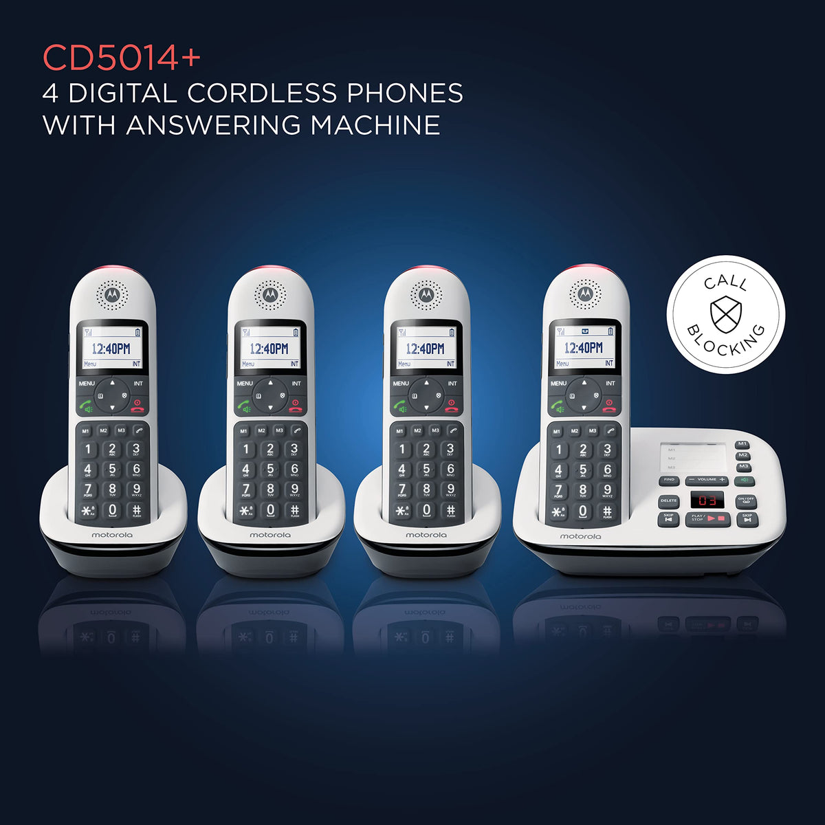 Digital Cordless Telephone with Answering Machine 4 Handsets DECT 6.0 W9175
