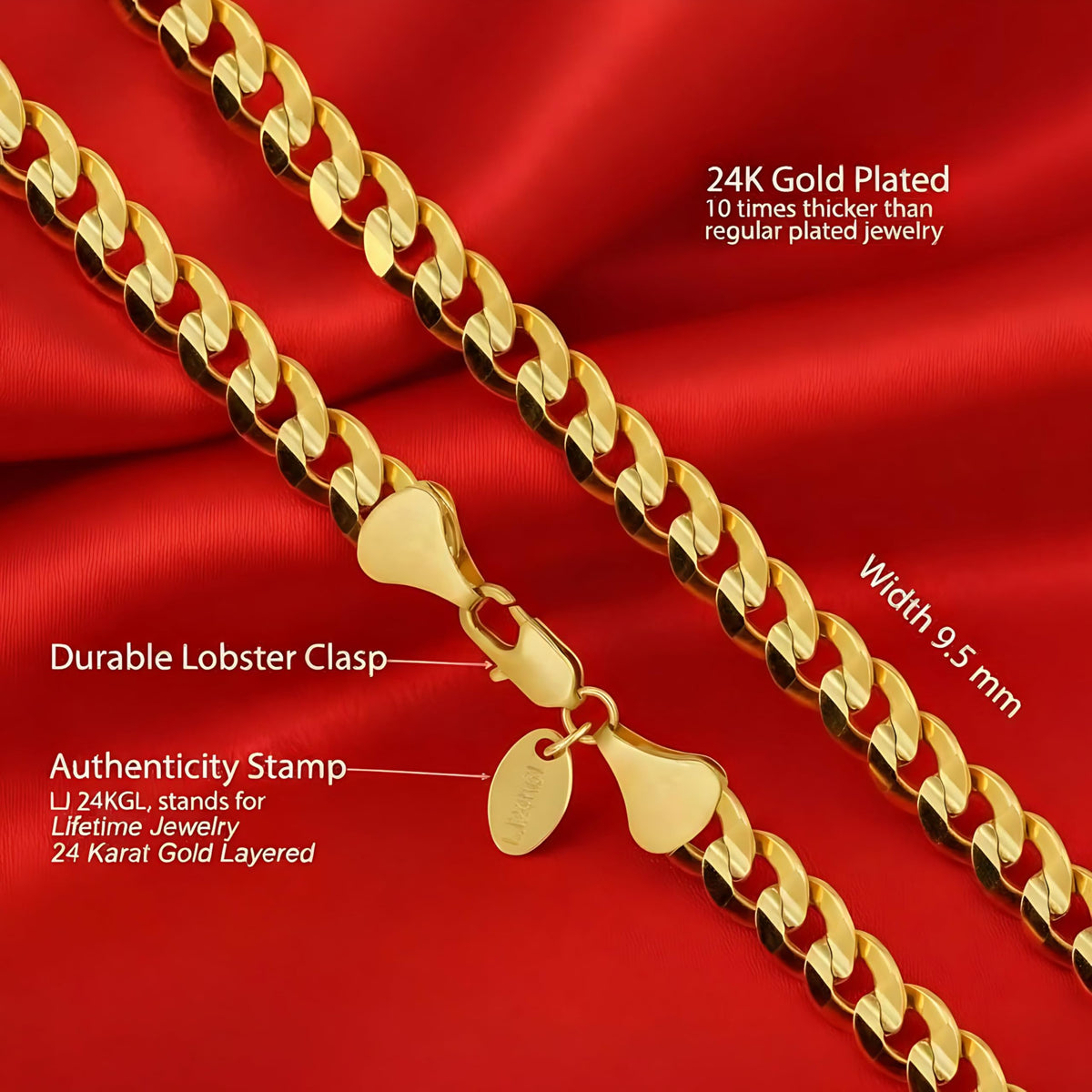 Gold Cuban Link Chain Necklace W711