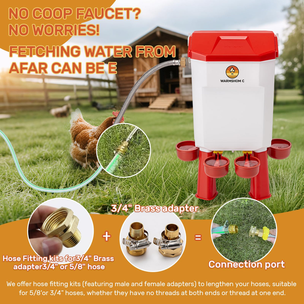 Automatic Chicken Waterer with Stainless Steel Hose H456972