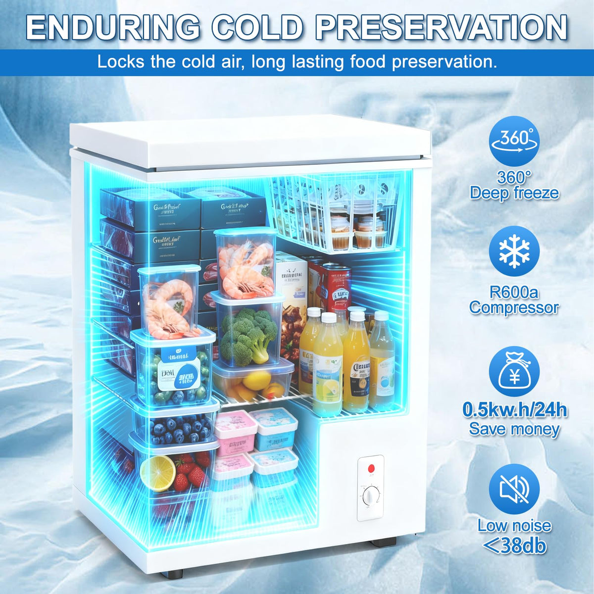 3.5 Cu.Ft White Chest Freezer with Removable Basket X186411