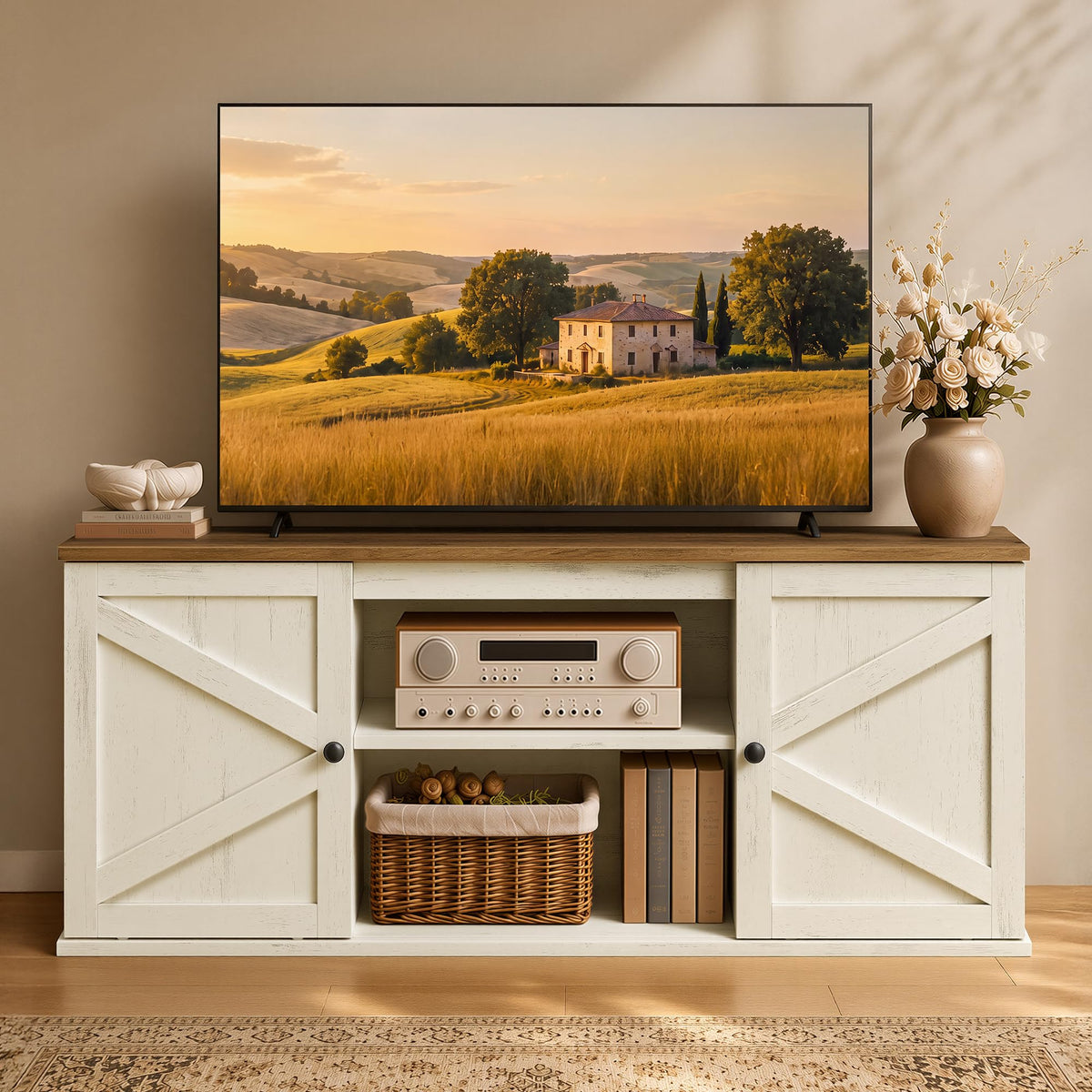Farmhouse TV Stand for 65'' TV X3375