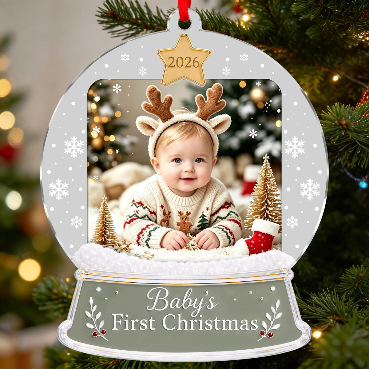 Baby's First Christmas Ornament 2026 Acrylic Photo Frame Ornament O8089