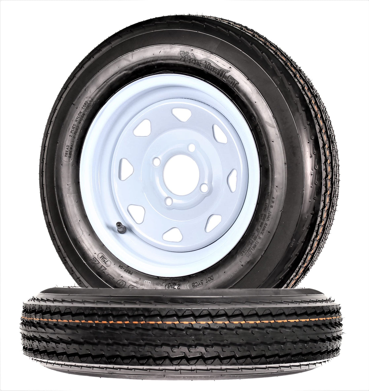 2-Pack Trailer Tire Rim Assembly 5.30-12 4 Lug White C919570